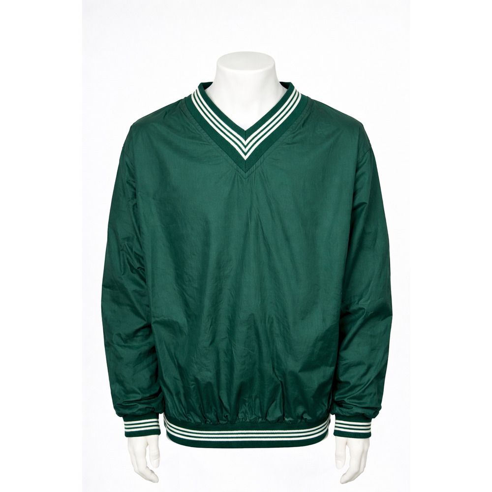 Vintage Premier International Green Pullover Windbreaker V Neck Athletic XL
